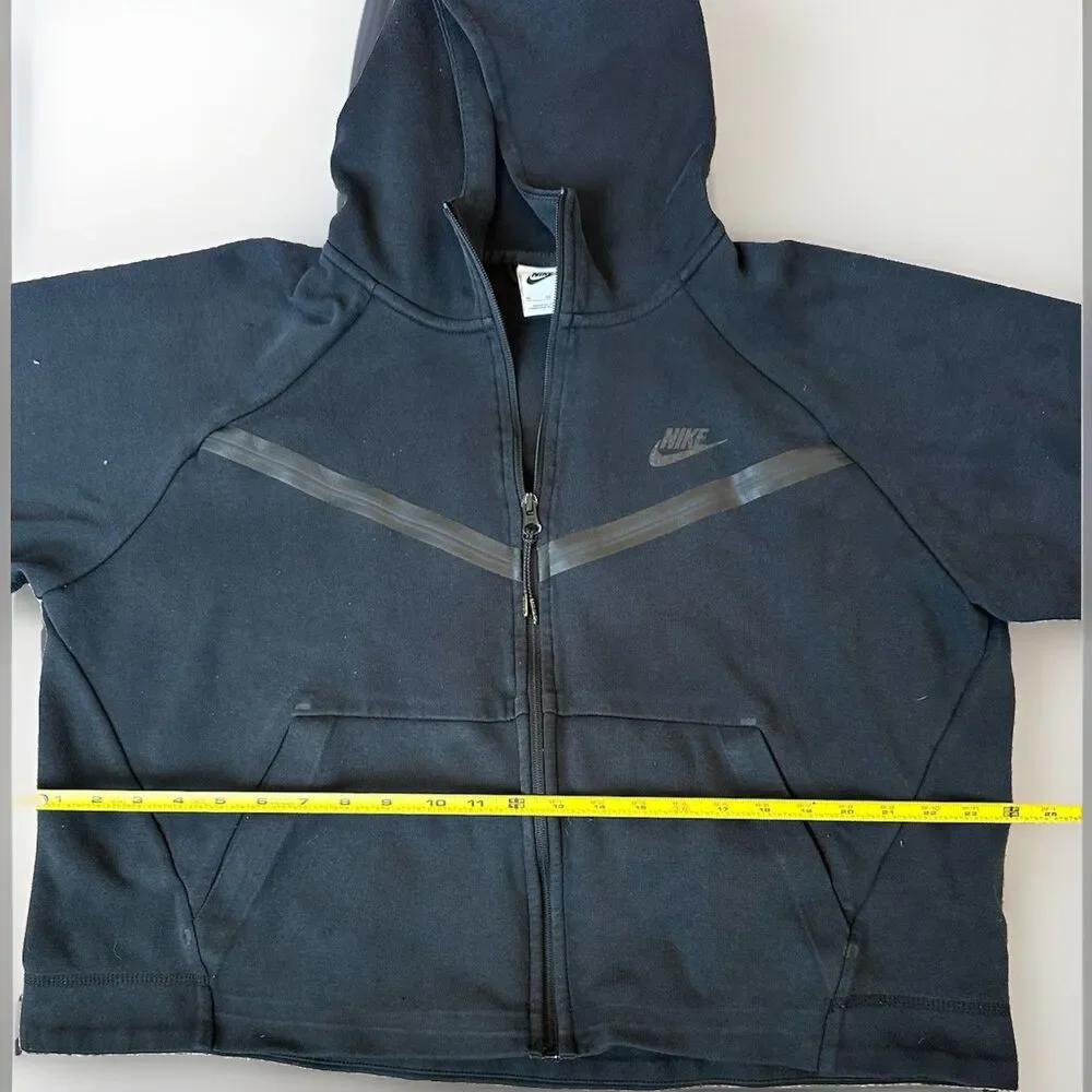 Nike Tech Hoodie Youth XL Black High-low Hem Full Zip Pre-Owned